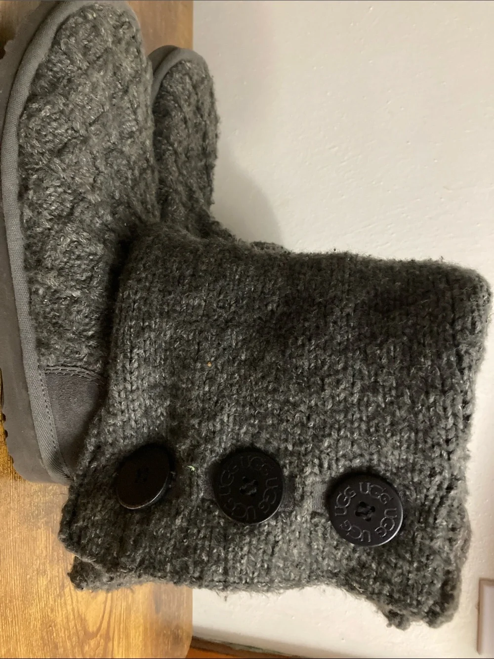 Gray Knit Button Uggs